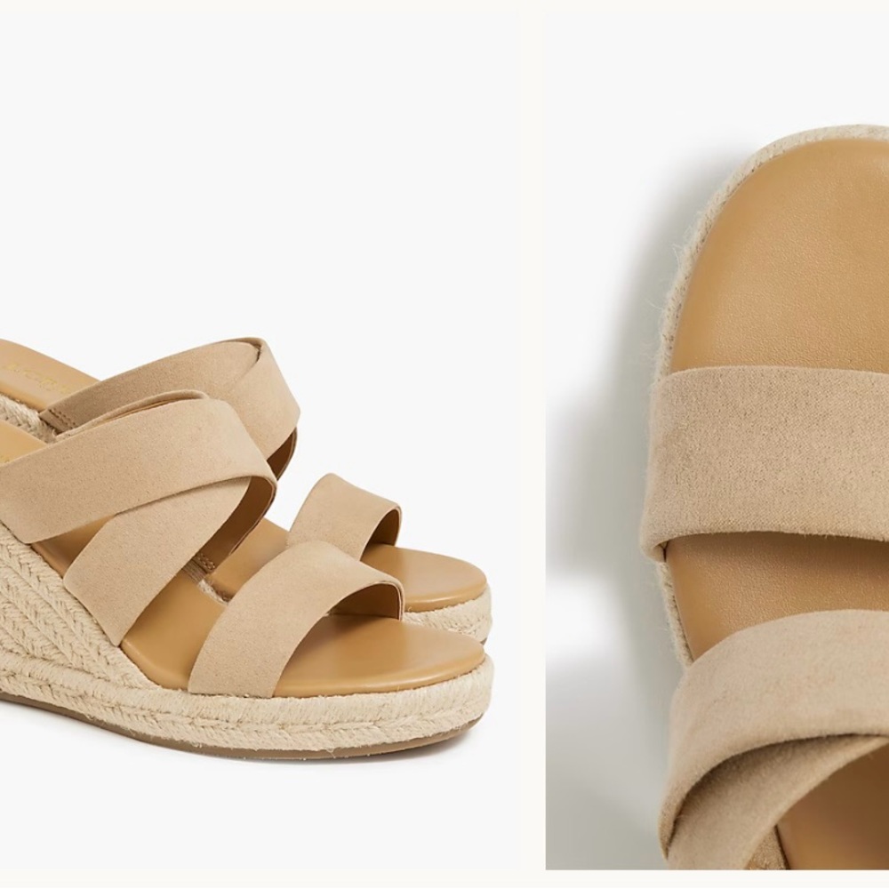 Wide-Strap espadrille mule wedges | Size 9 | Navy